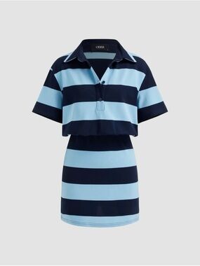 Cider Navy & Light Blue Striped Polo Dress